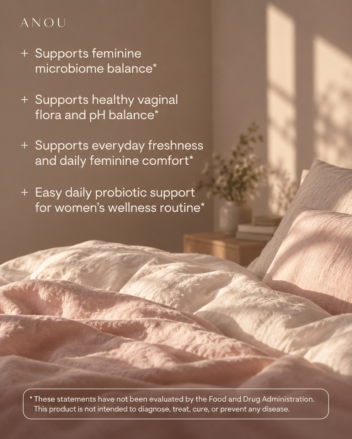 ANOU Probiotics For Women Vaginal Probiotic for pH & Flora Balance, 120 Capsules
